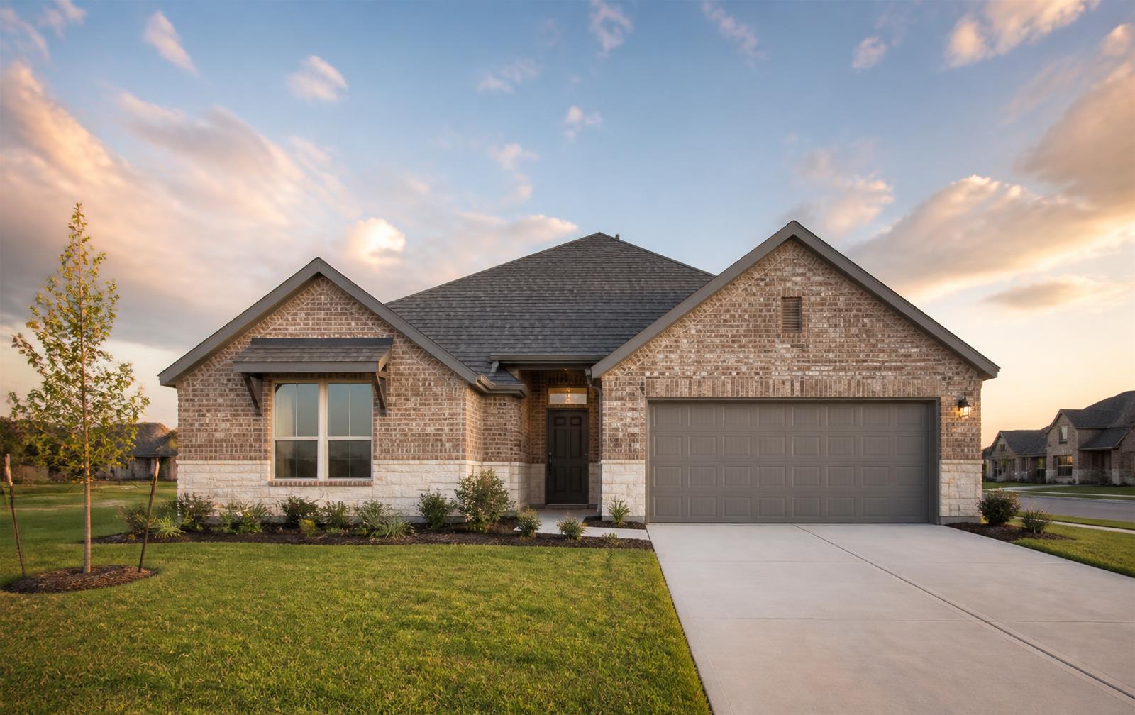Brick rental home in a Texas master-planned suburban neighborhood